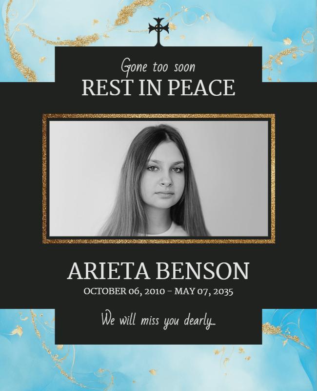 Memorial Rest in Peace Tribute Flyer Template