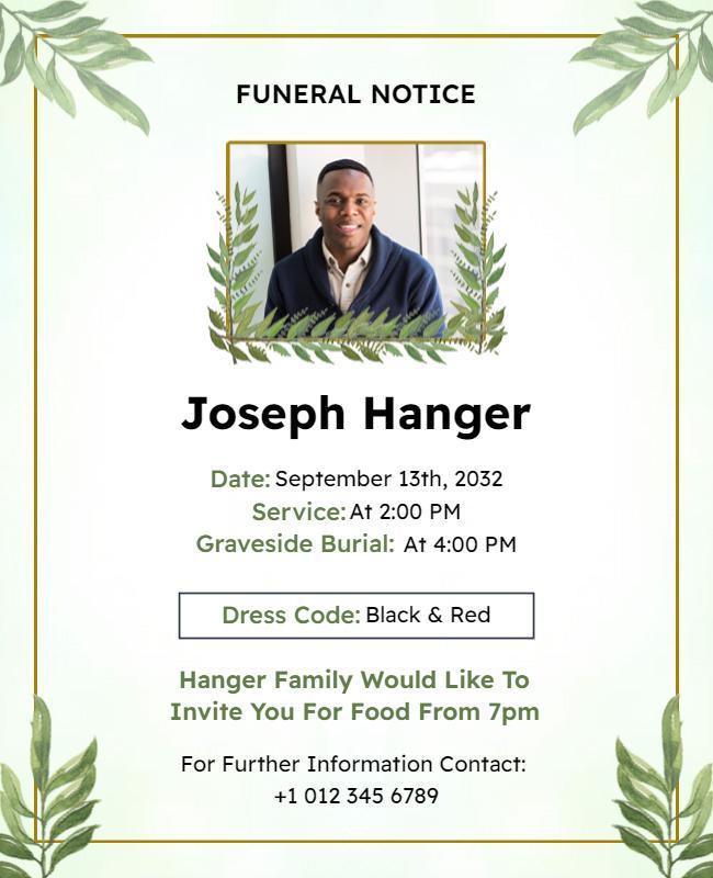 Memorial Service Announcement Flyer Template