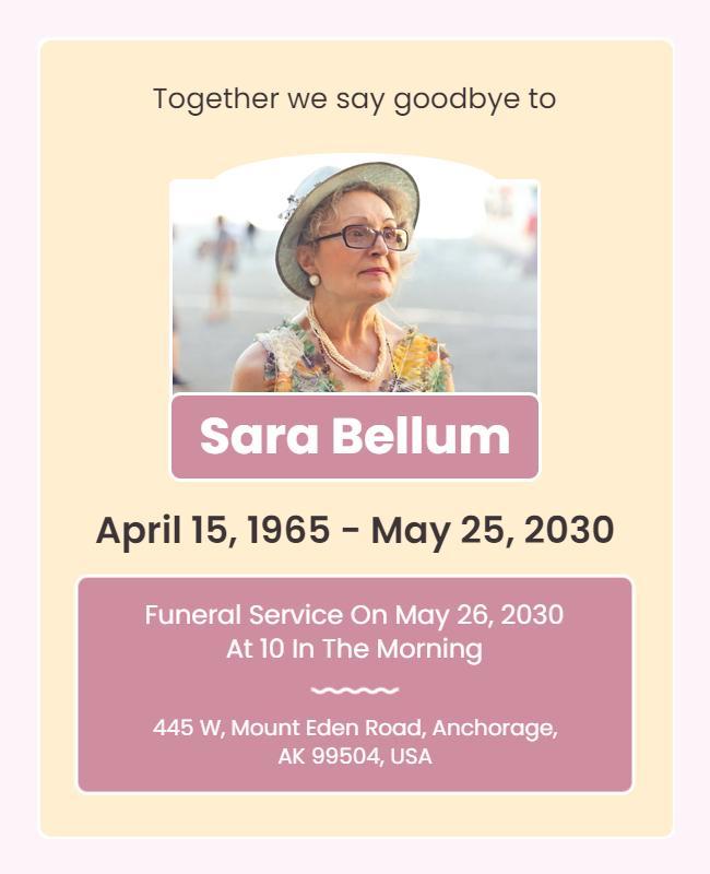 Soft Pastel Farewell Memorial Service Flyer Template