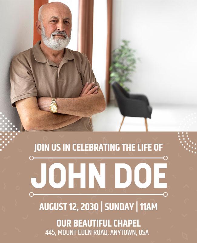 Elegant Neutral Celebration of Life Memorial Service Flyer Template