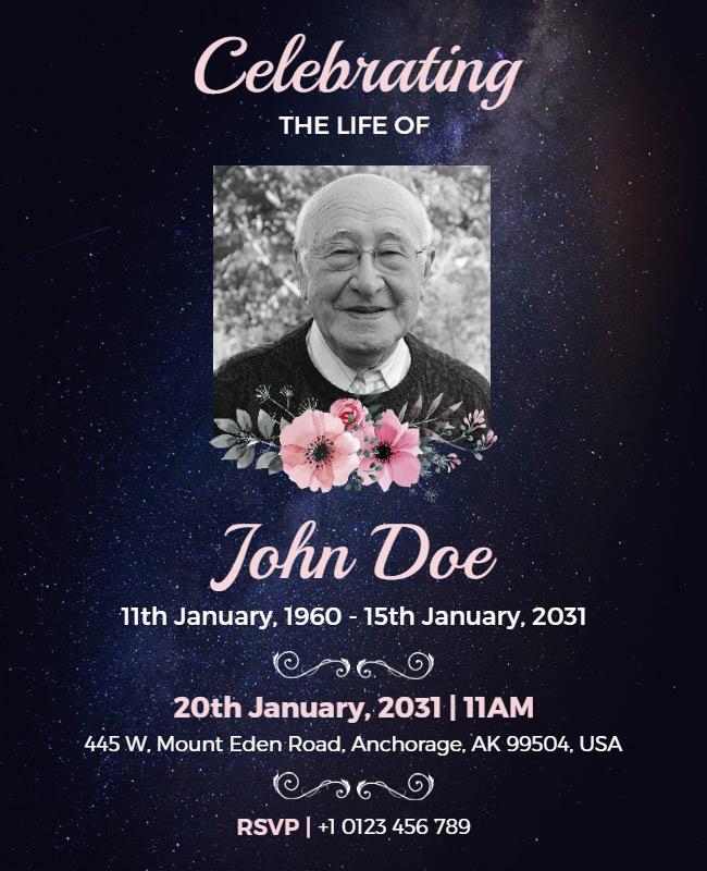 Serene Floral Memorial Celebration of Life Flyer Template