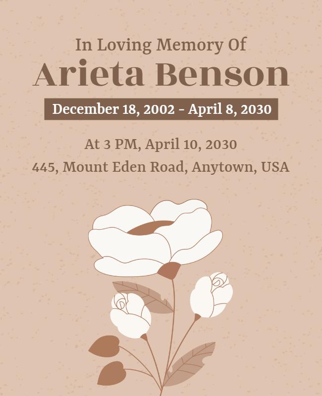 Memorial Service Celebration Of Life Flyer Template