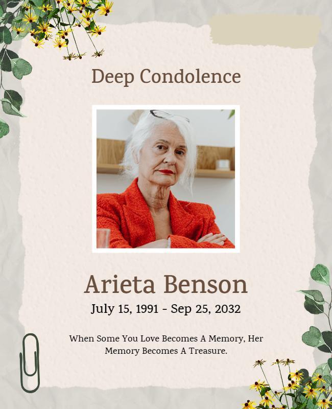 Memorial Service Deep Condolence Flyer Template