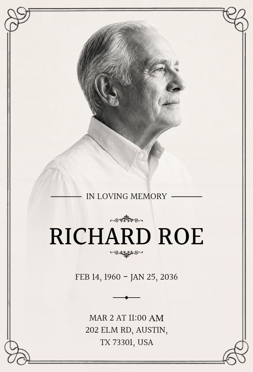 Memorial Service Invitation Announcement Template