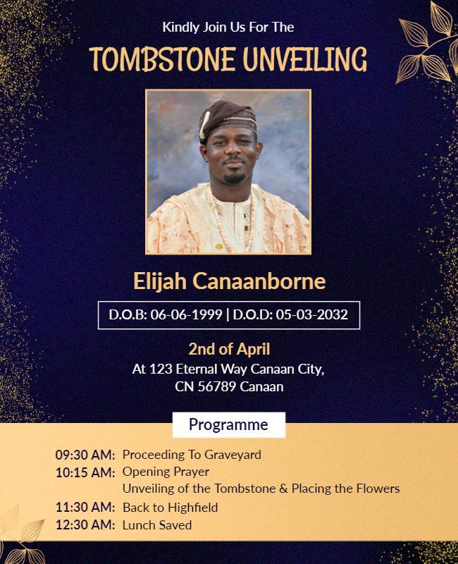 Memorial Tombstone Unveiling Ceremony Flyer Template