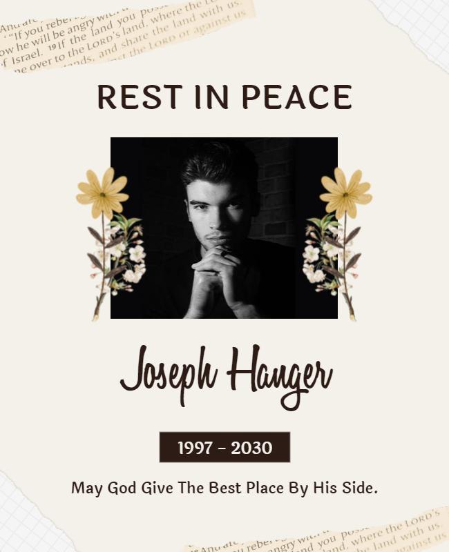 Elegant Floral Tribute Memorial Service Flyer Template