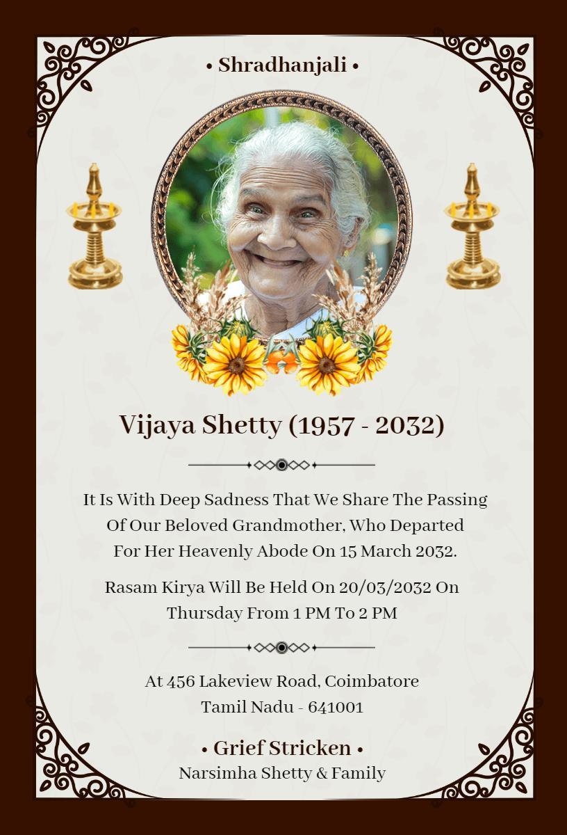 Memorial Tribute for Beloved Grandmother Invitation Template