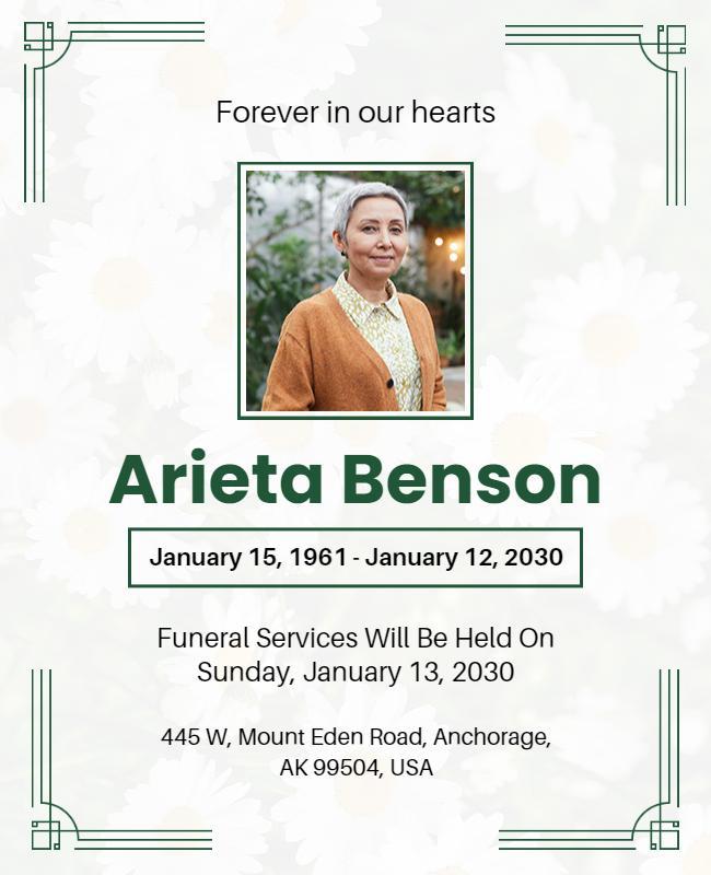 Memorial Tribute Funeral Service Flyer Template