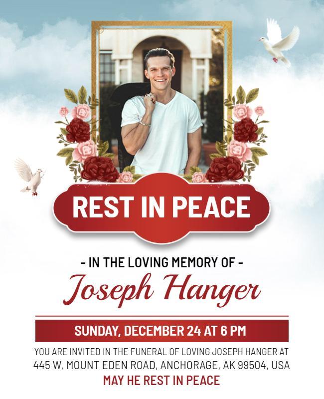 Serene Floral Tribute Memorial Service Flyer Template