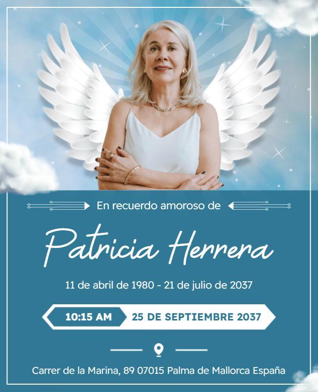 Memorial Tribute Service Flyer with Angel Wings Template