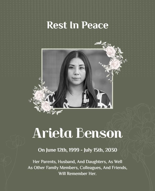 Memorial Tribute with Floral Accents Flyer Template