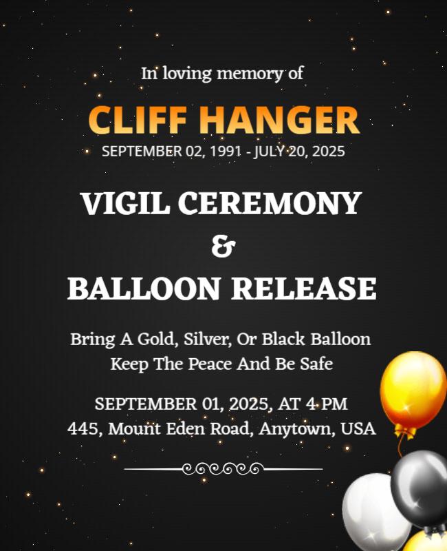 Memorial Vigil and Balloon Release Flyer Template