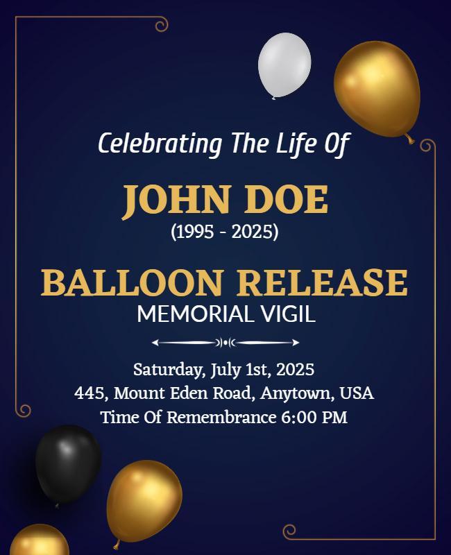 Memorial Vigil Balloon Release Flyer Template