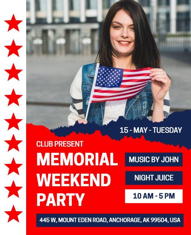 Memorial Weekend Party Celebration Flyer Template