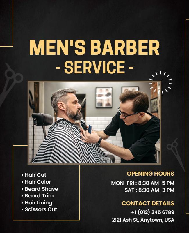 Mens Barber Shop Services Flyer Template