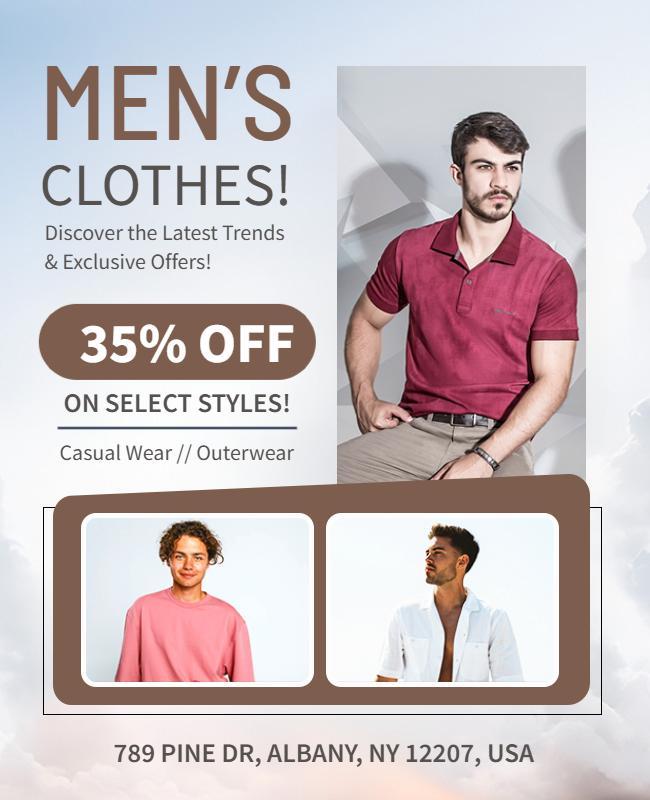 Men's Clothing Discount Promotional Flyer Template