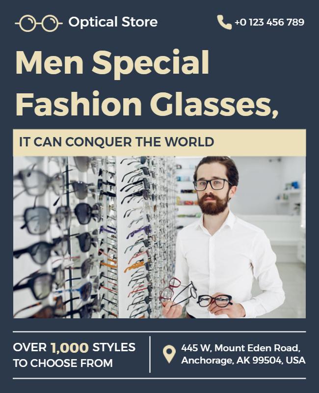 Mens Fashion Glasses Store Promotional Flyer Template