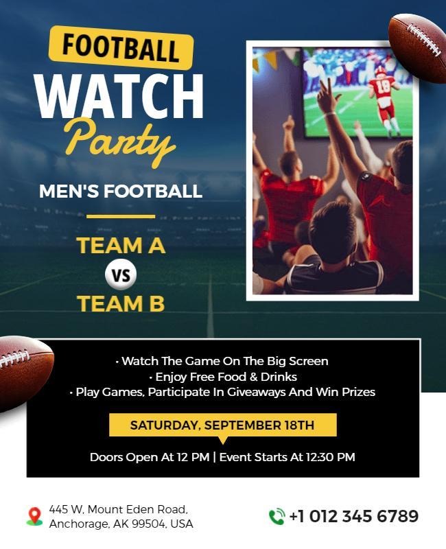 Mens Football Watch Party Flyer Template