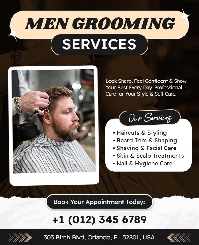 Men's Grooming and Styling Services Flyer Template