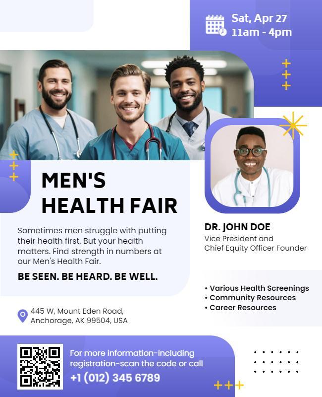 Mens Health Fair Informational Flyer Template