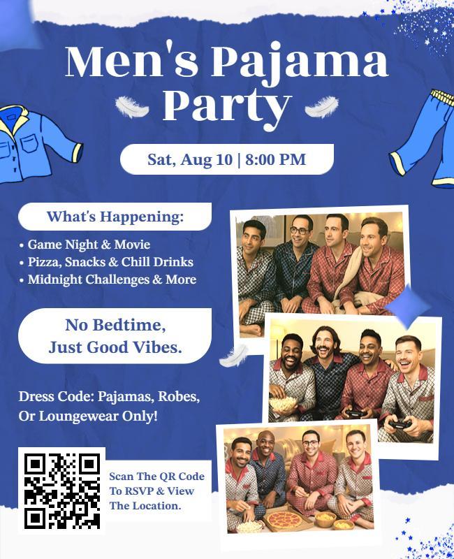 Men's Pajama Party Event Invitation Flyer Template