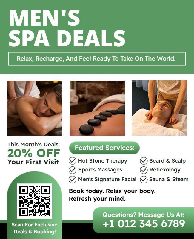 Men's Spa Special Deals Flyer Template