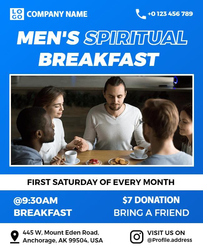 Mens Spiritual Breakfast Event Flyer Template