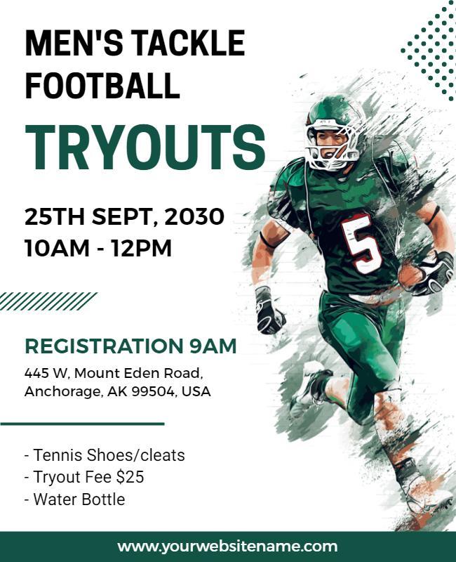 Mens Tackle Football Tryouts Flyer Template