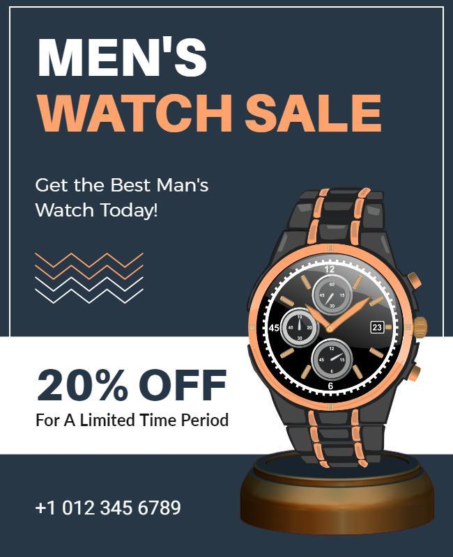 Mens Watch Discount Sale Flyer Template