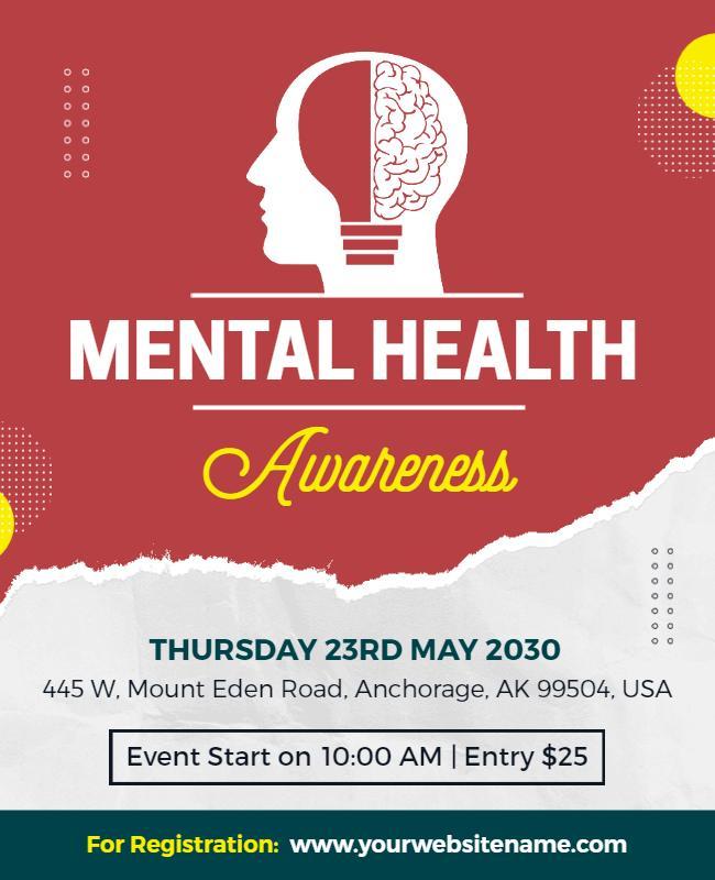 Colorful Creative Mental Health Awareness Event Flyer Template