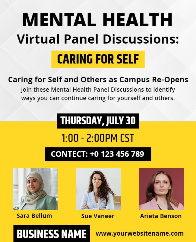 Mental Health Virtual Panel Discussion Flyer Template