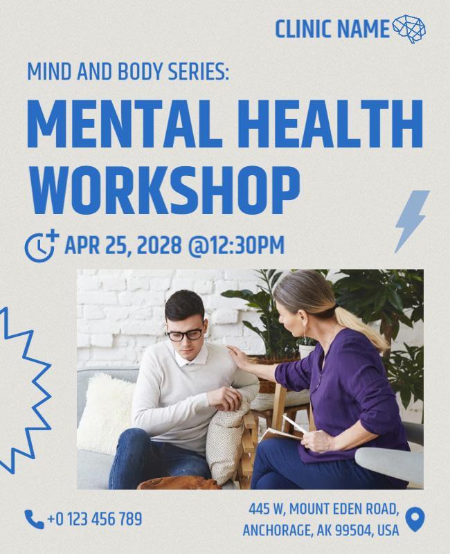 Mental Health Workshop Community Support Flyer Template