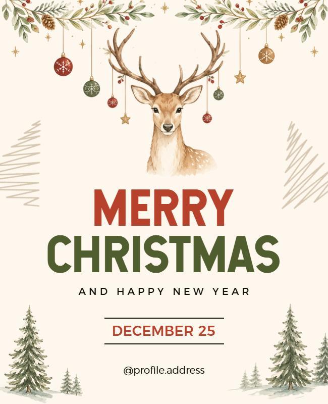 Merry Christmas and Happy New Year Poster Template