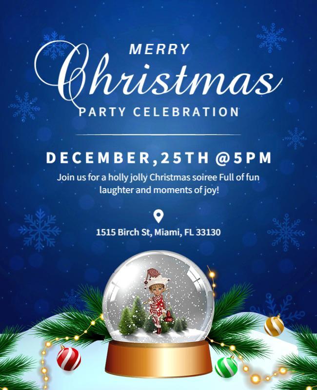 Festive Blue Christmas Party Celebration Flyer Template