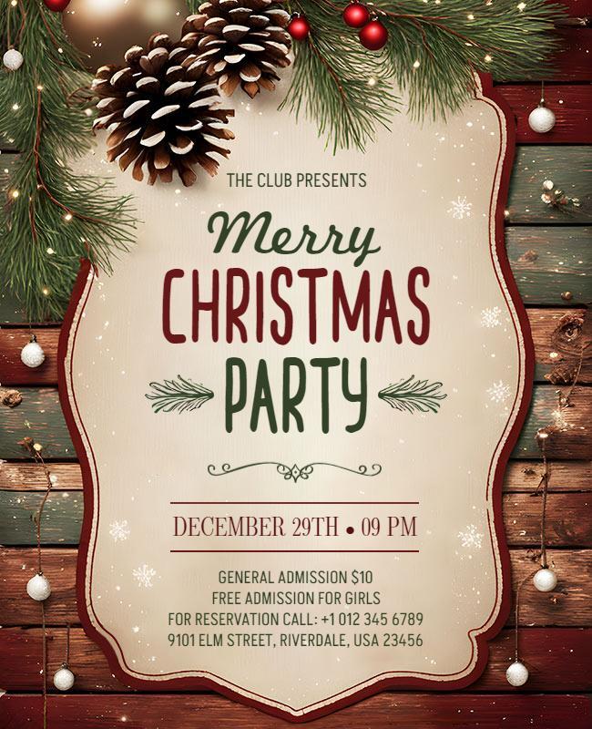 Merry Christmas Party Celebration Flyer Template