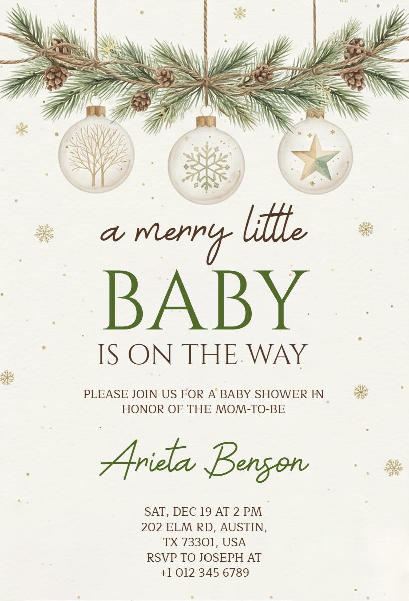 Merry Little Baby Shower Christmas Celebration Invitation Template