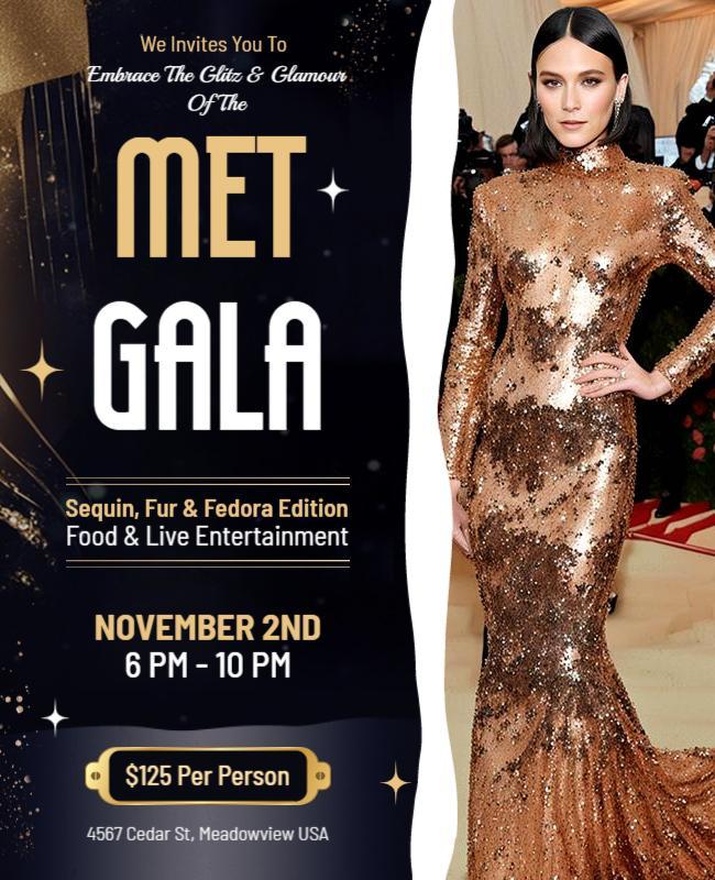 Met Gala Glamour Event Invitation Flyer Template