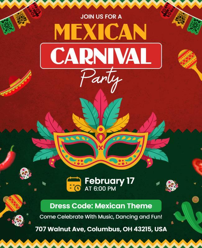 Mexican Carnival Party Celebration Flyer Template