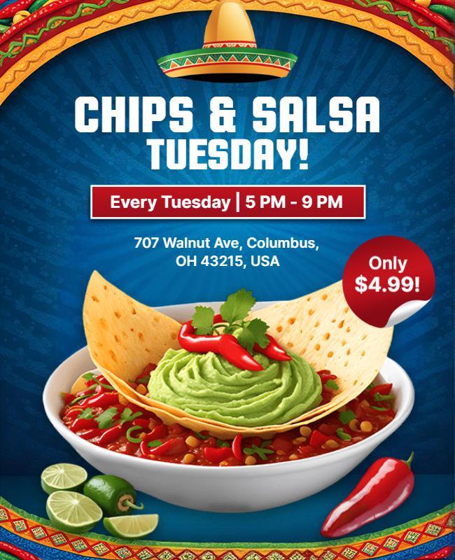 Mexican Cuisine Chips and Salsa Tuesday Flyer Template