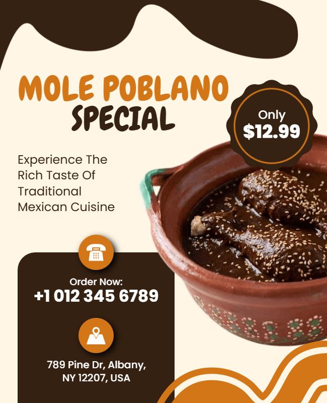 Mexican Cuisine Mole Poblano Special Poster Template