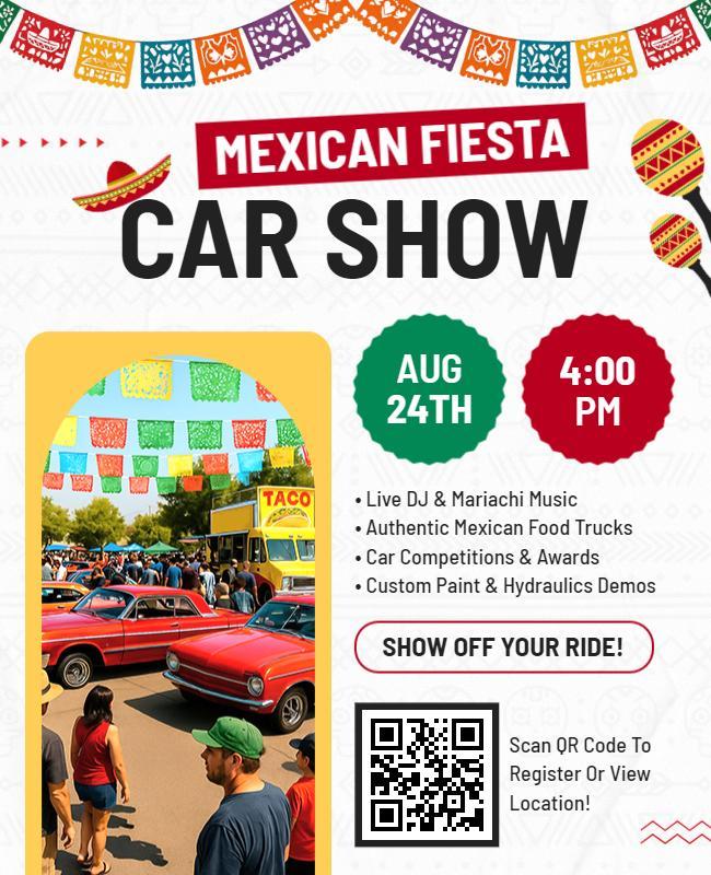 Mexican Fiesta Themed Car Show Flyer Template
