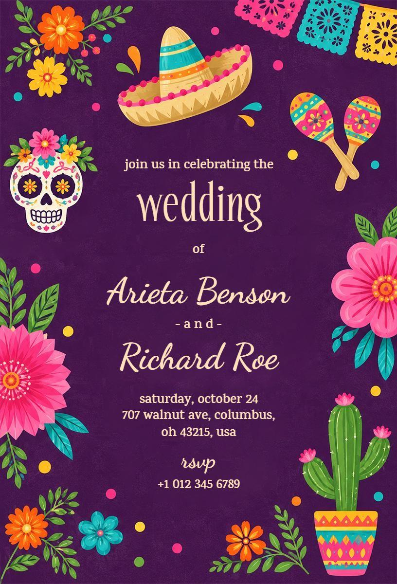 Mexican Fiesta Themed Wedding Invitation Template