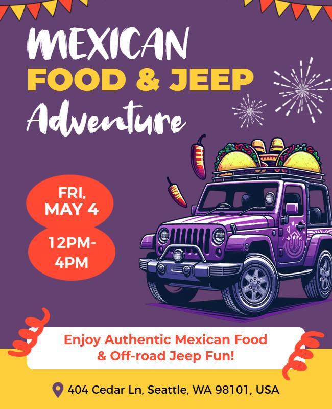 Mexican Food and Jeep Adventure Flyer Template