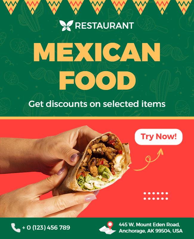 Mexican Food Restaurant Promotion Flyer Template