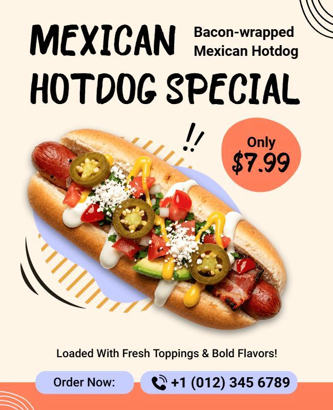 Mexican Hotdog Special Offer Flyer Template