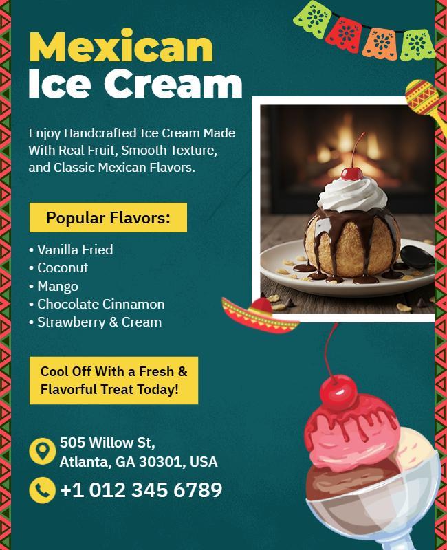 Mexican Ice Cream Flavor Promotion Flyer Template
