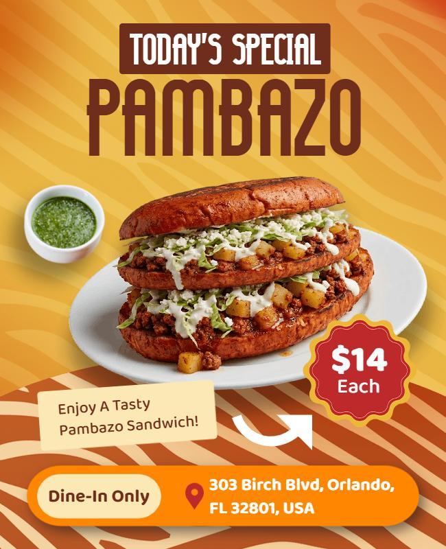 Mexican Pambazo Sandwich Special Offer Poster Template