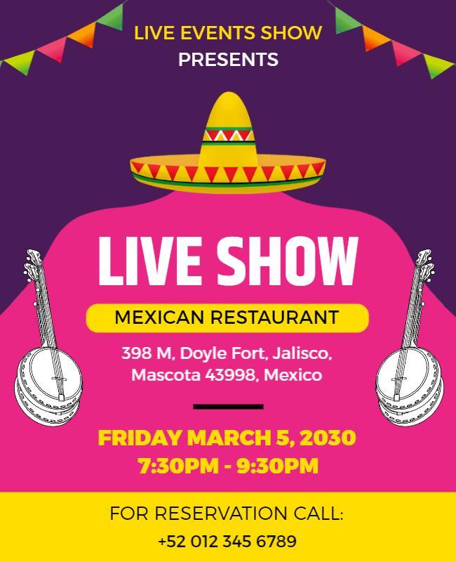 Mexican Restaurant Live Music Show Flyer Template