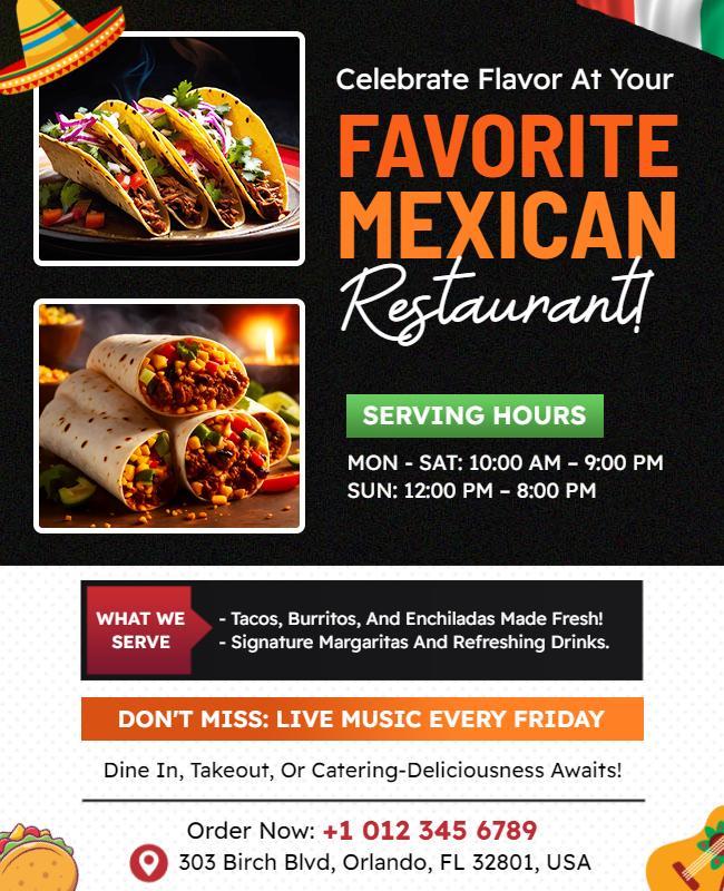 Mexican Restaurant Promotion Flyer Template