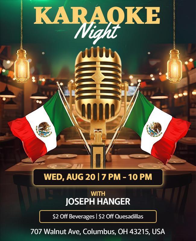 Mexican Themed Karaoke Night Event Flyer Template